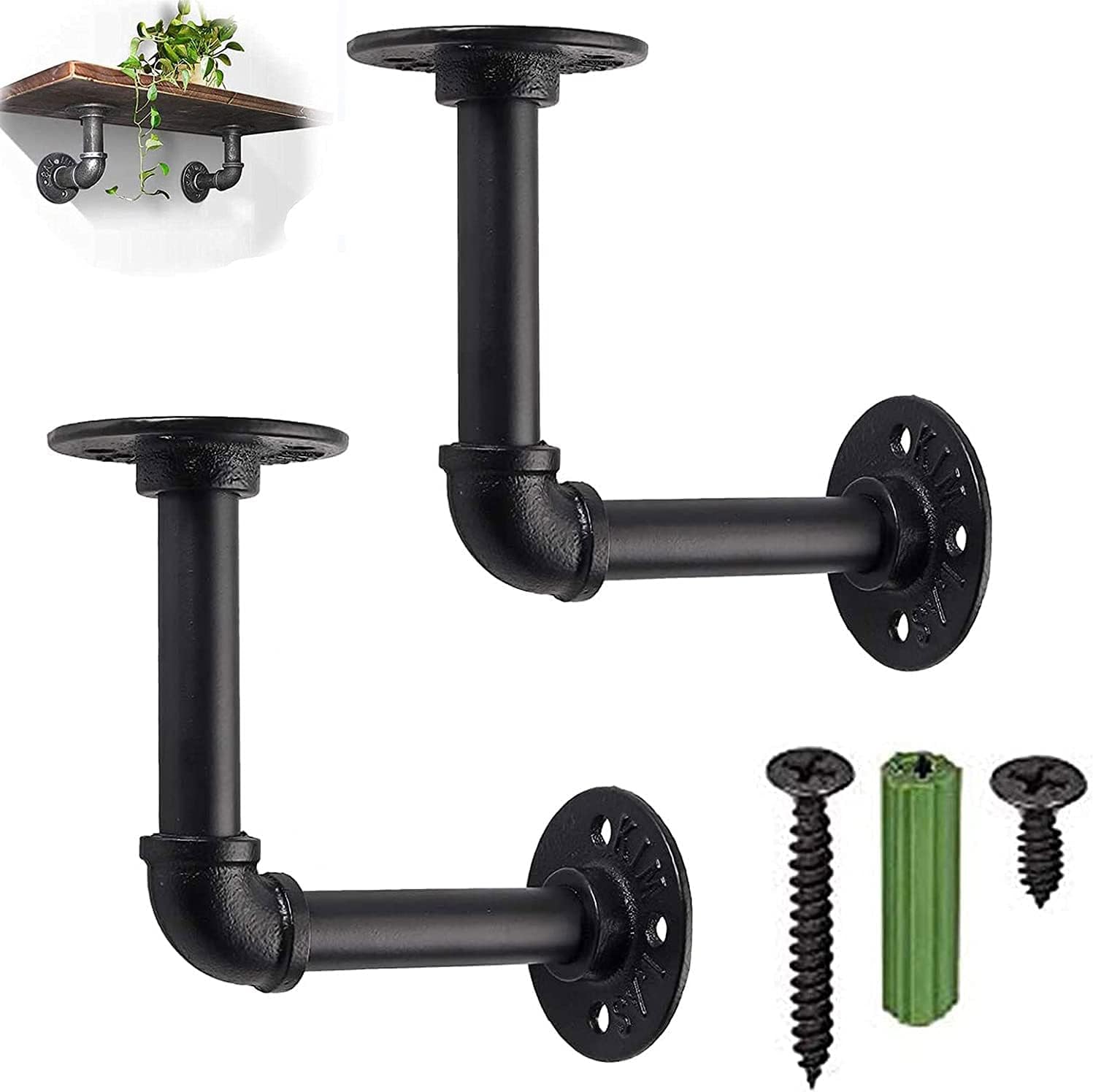 Pipe Shelf Brackets,eSynic Popular 2Pcs Pipe Shelf Brackets Tube Rack Industrial