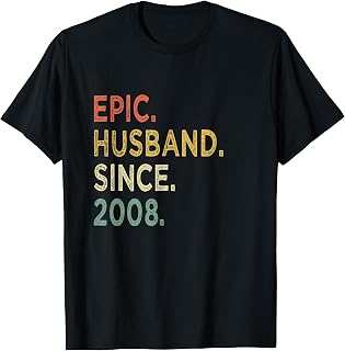 17th Wedding Anniversary For Him - Epic Husband Since 2008 T-Shirt
