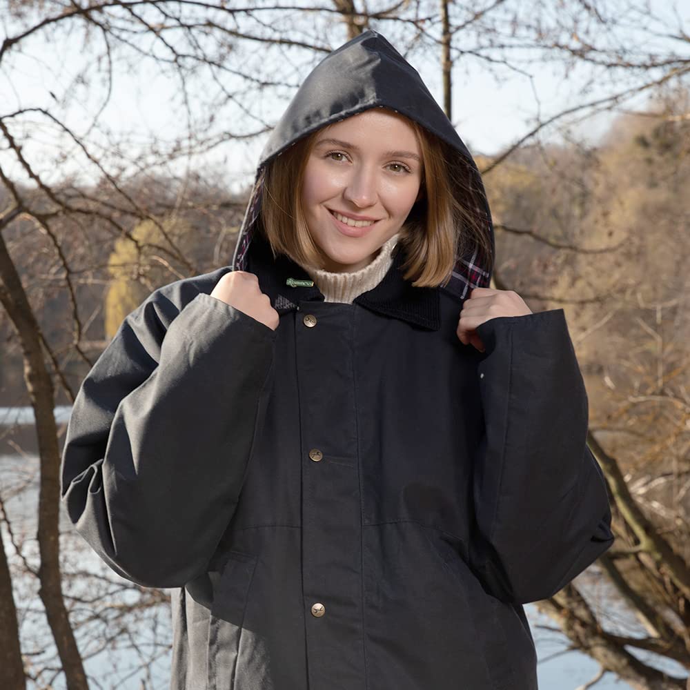 Romneys Wachsjacke Country – klassische englische Outdoorjacke aus gewachster Baumwolle, wasserdicht & winddicht, robuste Regenjacke mit Kapuze für Damen und Herren