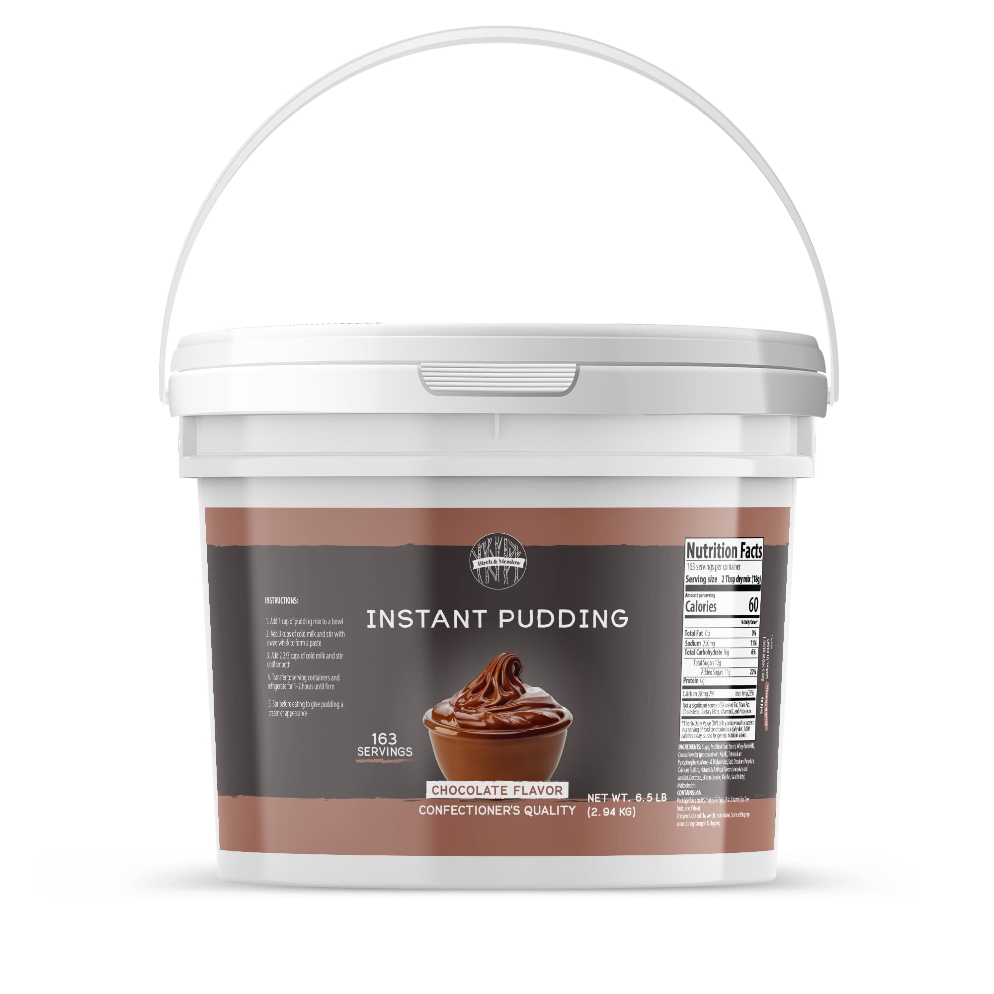 Birch & Meadow 1 Gallon, Chocolate Instant Pudding, Mix in Minutes, Snack, Filling, Dessert