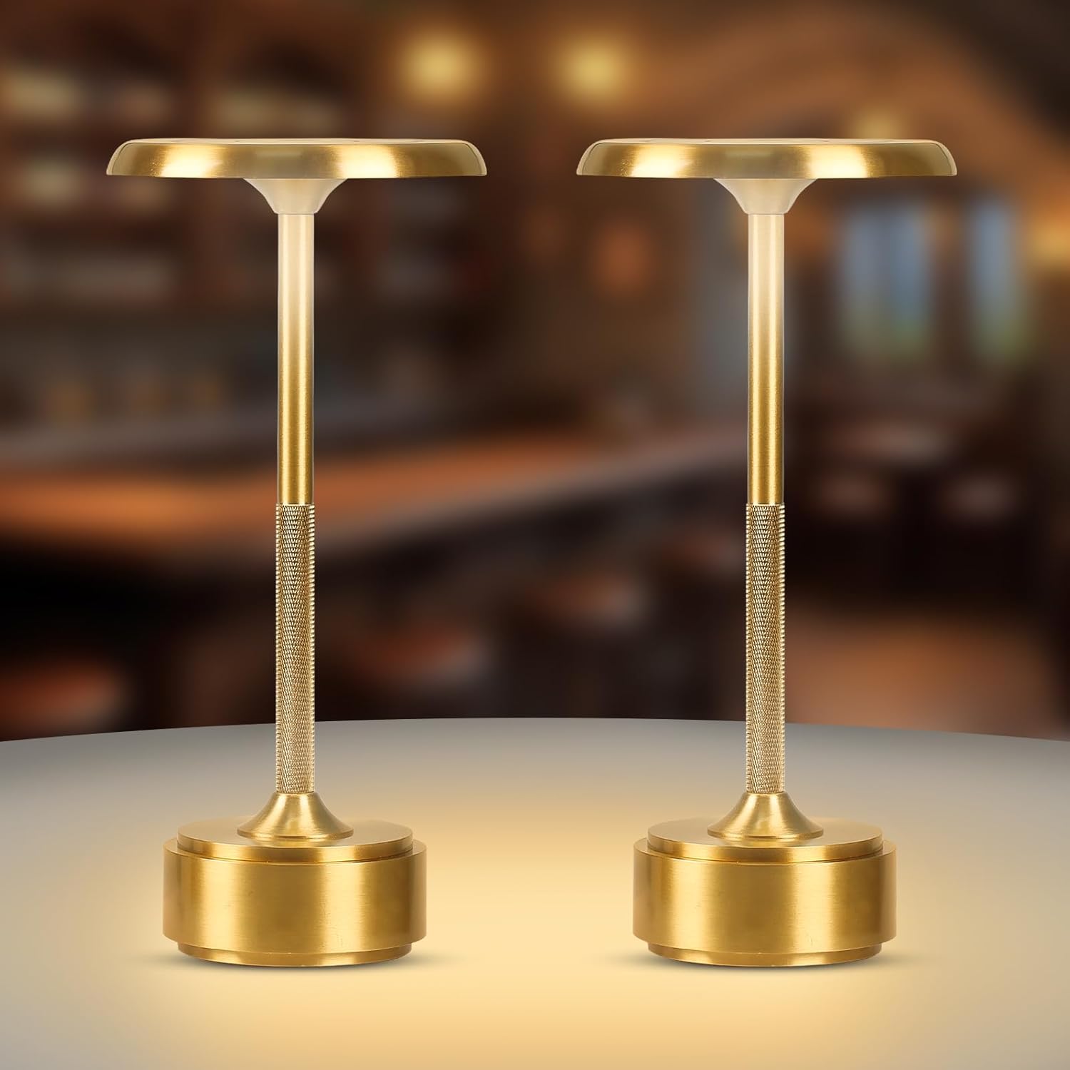 5200mAh Rechargeable Cordless LED Table Lamps Touch Sensor Light, 3-Levels Portable Dimming Wireless Battery Operated Lamp,Night Light/Restaurant Table/Outdoor/Coffee/Bar (Orange Set of 2)