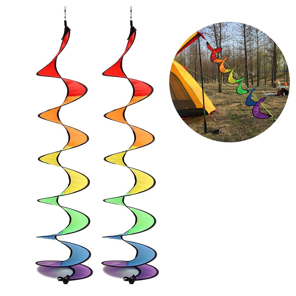JTLB Windmill Spinners 23 * 23 * 2 Spiral Rainbow Wind Strip Windmill Colorful Wind Chime for Garden Home Outdoor Camping Tent Decoration - Image 2