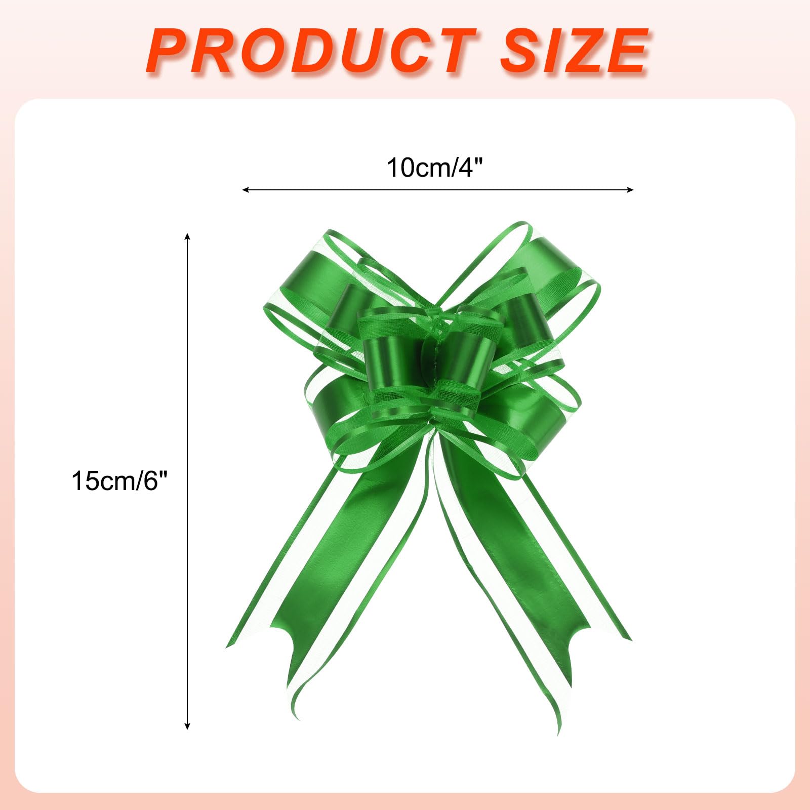 Uxcell 20pcs 6 Inch Large Pull Bow Gift Wrapping Organza Bows Ribbon Dark Green for Wedding Baskets Presents Christmas - Image 2