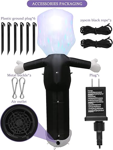 Miniatura 4 de TOROKOM Decoración inflable de Halloween de 8 pies con luz LED integrada para decoración de patio con luz LED integrada para el hogar, fiesta,