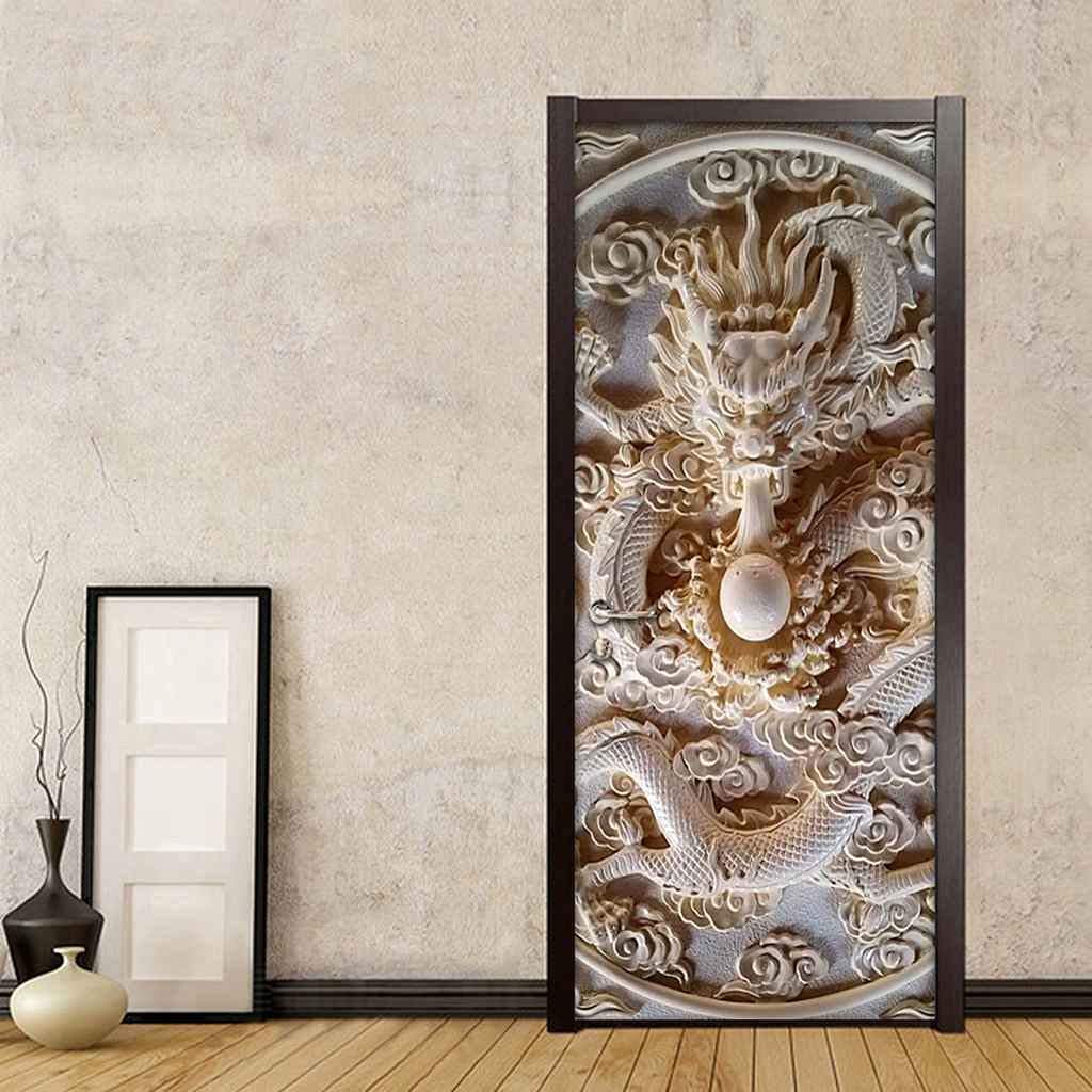 Vinilos Decorativos 3D Para Puertas 77x200 Cm - Relieve Oro, Autoadhesivos, Fácil De Pegar, Para Dormitorio, Baño U Oficina