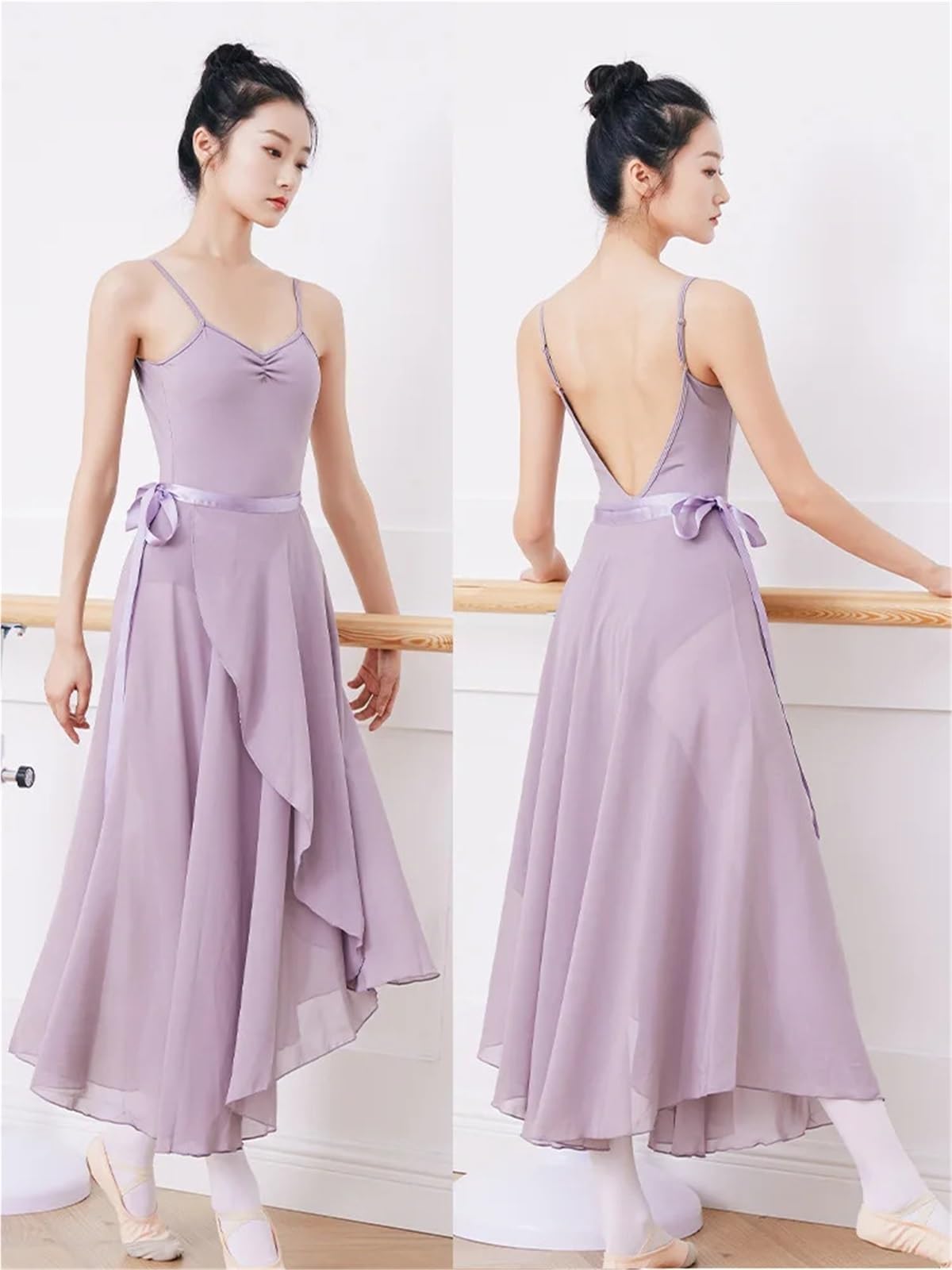Falda de Ballet for Adultos, una Pieza, con Encaje, for práctica Gasa, Delantal Baile, Larga, for Profesora, for Mujer