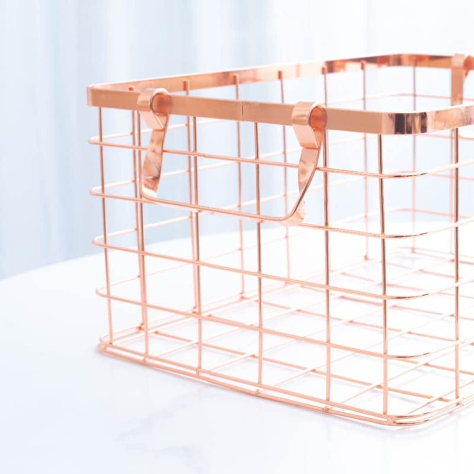 Amazon.co.jp: メタル ワイヤーカゴバスケット ピンクゴールド S： 29