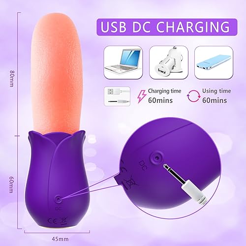 Miniatura 5 de Vibradores de rosas, estimulador sexual de rosas para mujeres, clítoris punto G, lengua, lamer la lengua, vibrador de pezones, masajeador vaginal y