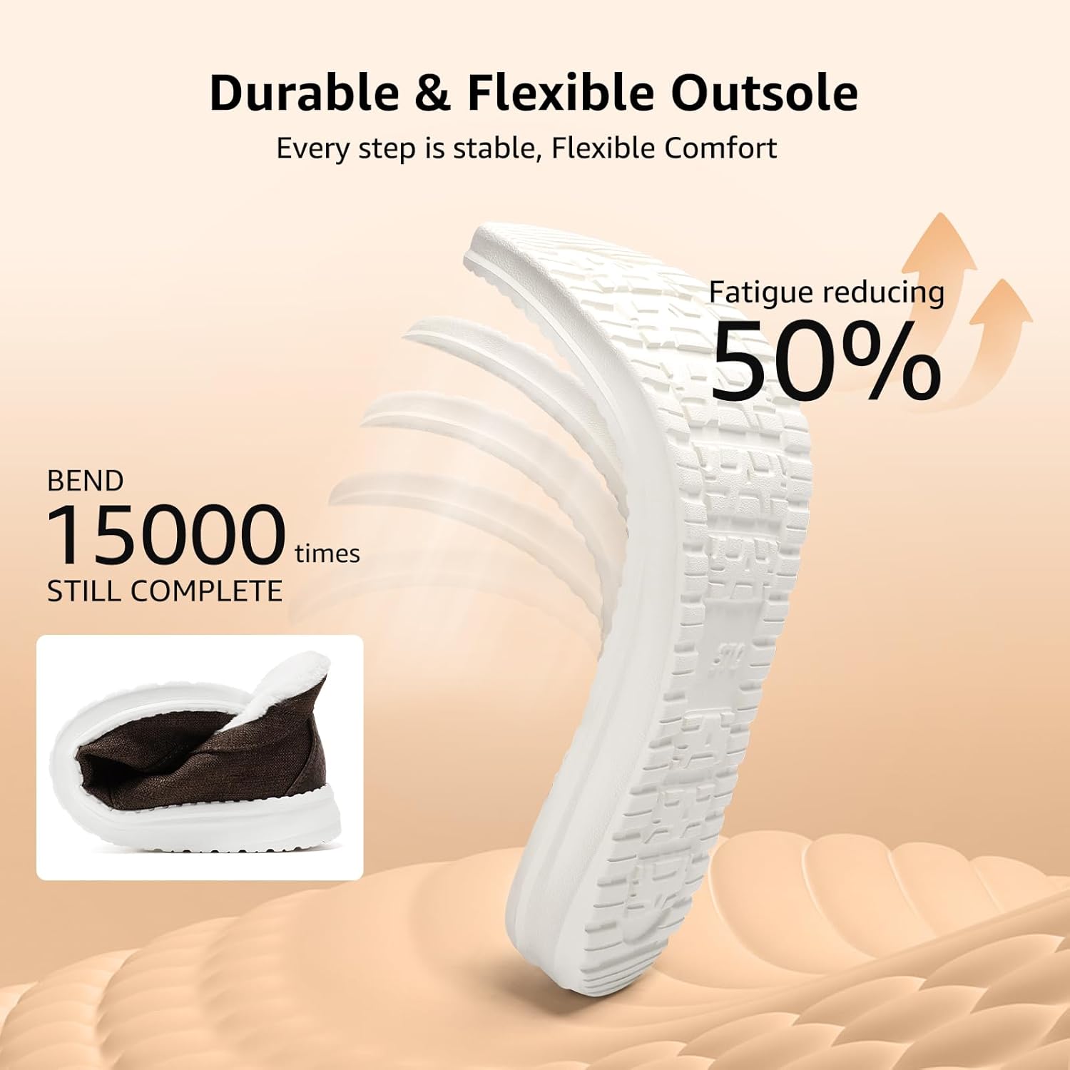 STQ Slip On Shoes Women Loafers Orthopedic Fur Lined Warm Winter Canvas Boat Shoes Plantar Fasciitis Relief Maternity Pregancy Walking Sneakers for Travel - Image 7