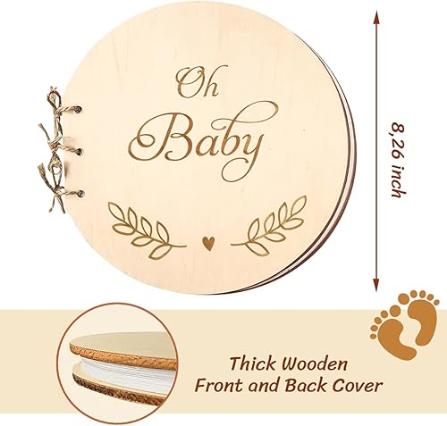 Miniatura 6 de HD WOOD CRAFT Libro de invitados de Baby Shower Alternativas para niño y niña, 35 páginas Oh Baby Shower Sign in Book, libro de inicio de sesión de