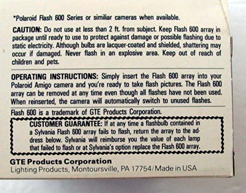 Sylvania Blue Dot Flashbar "Flash 600" GTE 10 flashes for Polaroid 600 Cameras image 4