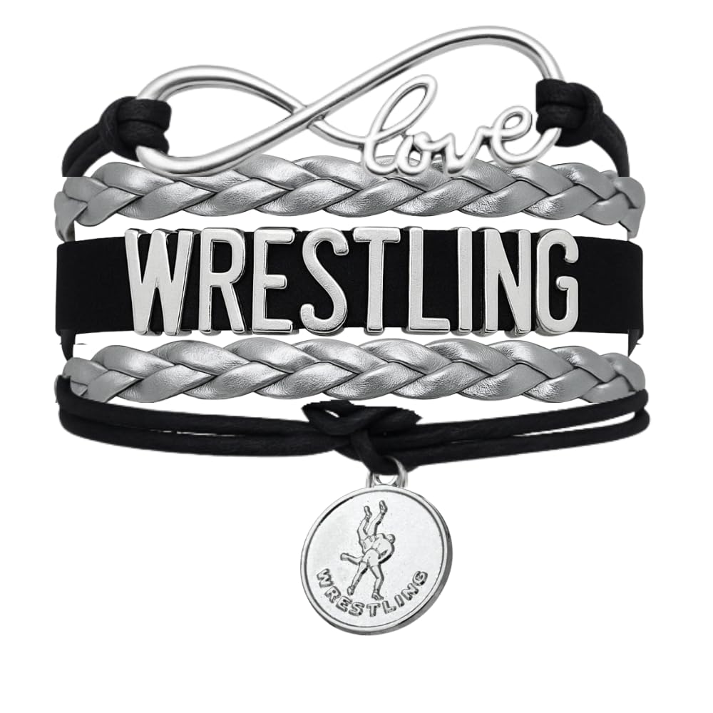 Sportybella Wrestling Charm Infinity Bracelet- Wrestling Jewelry - Sports Personalized Gifts for Wrestlers,Teams, Moms and Coaches