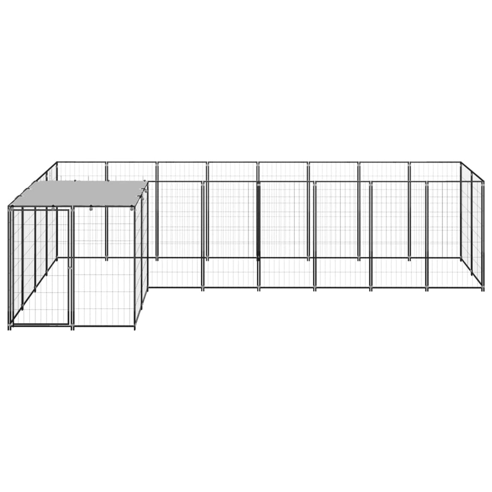 Homgoday Czarna klatka dla psa 6,05 m² stalowa klatka dla psa wewnętrzna klatka dla psa Kennel dla psów klatki dla psów ogrodzenie dla psów na zewnątrz ogrodzenie dla psa model 3082225