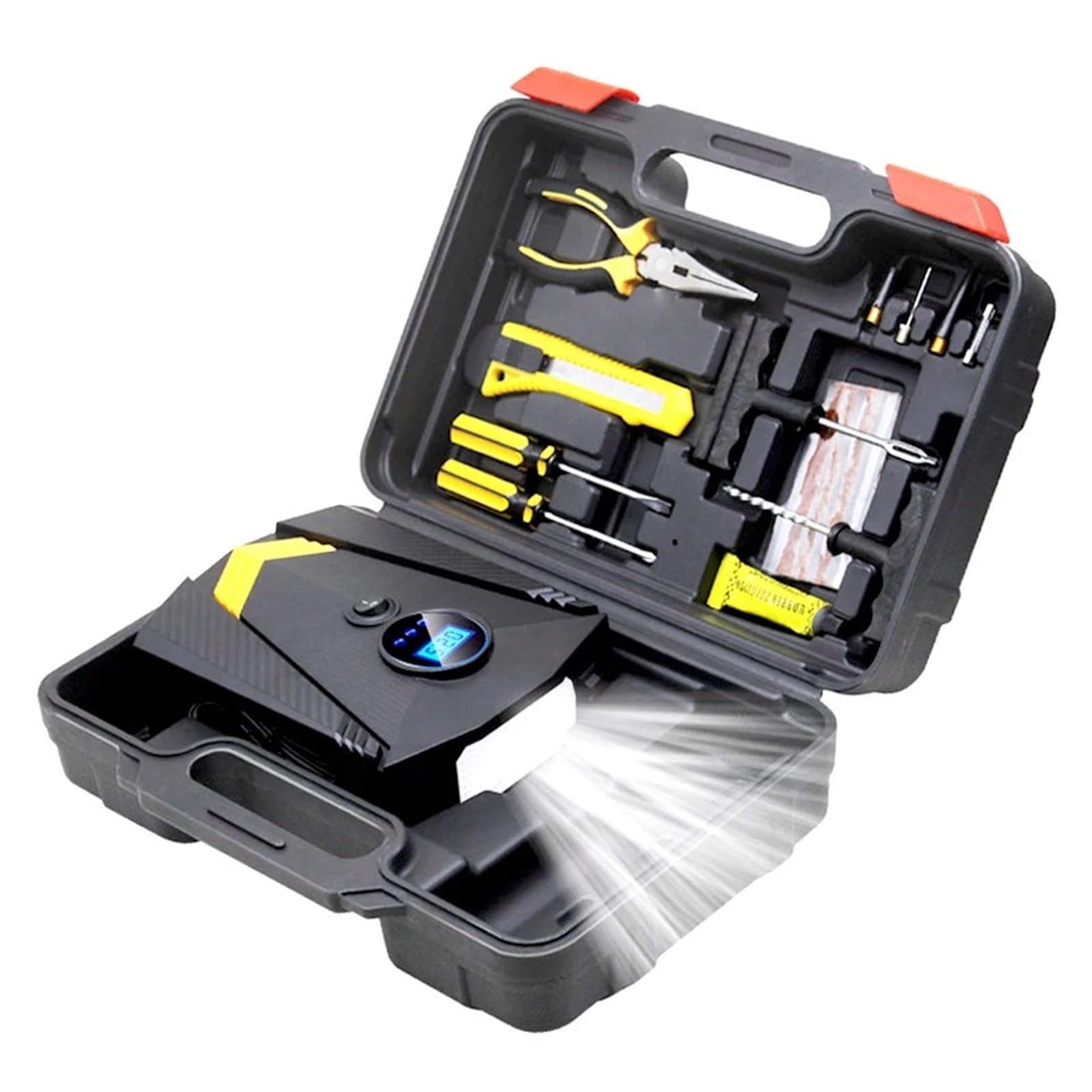 Bomba Inflable Digital For Neumáticos De Coche, Compresor De Aire Automático con Iluminación For Ruedas De Coches, Inflador De Neumáticos Eléctrico De 12V Inflador RáPido(Digital with Box)