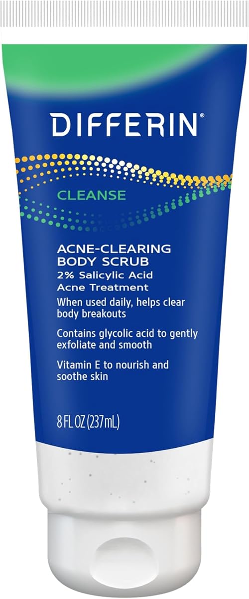 Body Scrub with Salicylic Acid Acne Clearing Improves Tone and Texture Prone Skin on Back Shoulders and Chest, 8 Oz (Packaging May Vary) (Pack of 12)