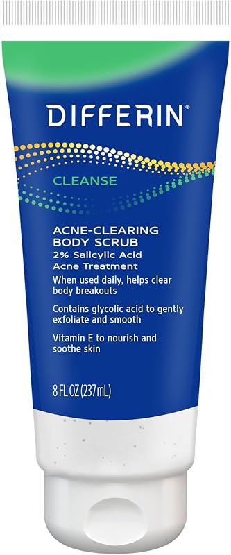 Body Scrub with Salicylic Acid Acne Clearing Improves Tone and Texture Prone Skin on Back Shoulders and Chest, 8 Oz (Packaging May Vary) (Pack of 12)