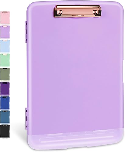 Vista 14 de Sooez Portapapeles con almacenamiento, tableros de clip de alta capacidad de 8.5 x 11 pulgadas con almacenamiento, carpeta de portapapeles de Rosa