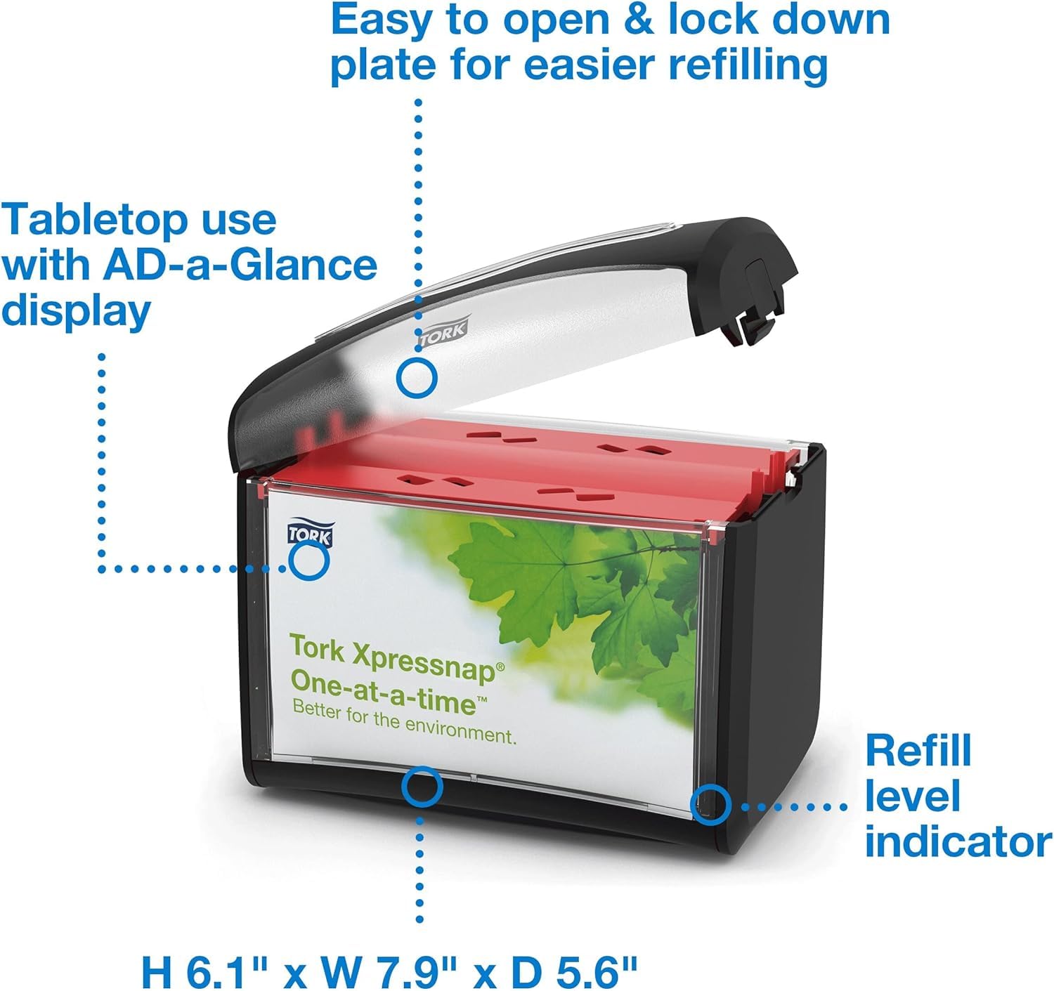Tork Xpressnap Napkin Dispenser Black, N4 Compatible, Signature Range 4-Pack (6232100) + Xpressnap White Dispenser Napkins N4 Advanced Interfold 1-Ply for Hygienic Dispensing 12 Packs of 500 (DX900)