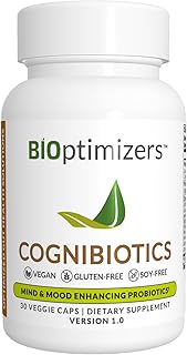 BIOptimizers Cognibiotics Probiotic Brain Supplement - Helps Support Mood, Better Focus, Memory, Mental Clarity - 30 Capsules