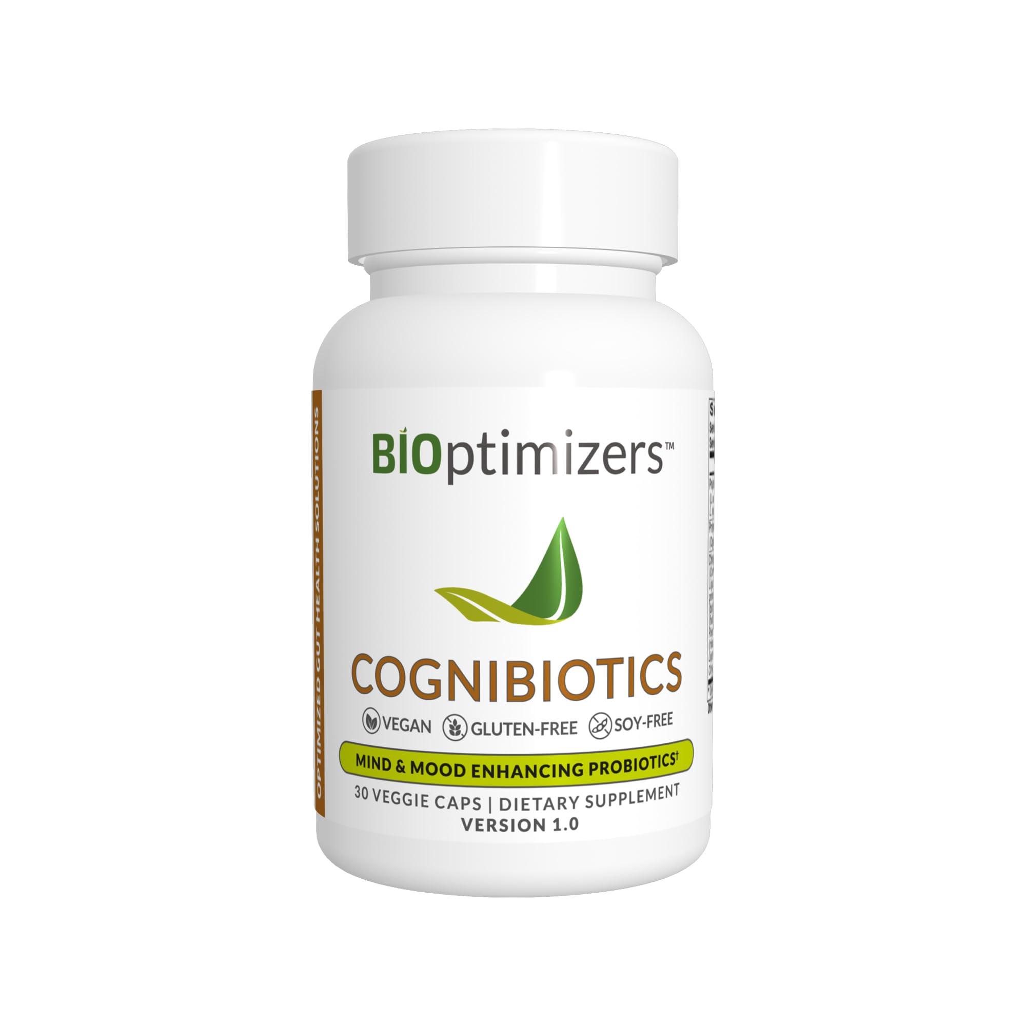 BIOptimizersCognibiotics Probiotic Brain Supplement - Helps Support Mood, Better Focus, Memory, Mental Clarity - 30 Capsules