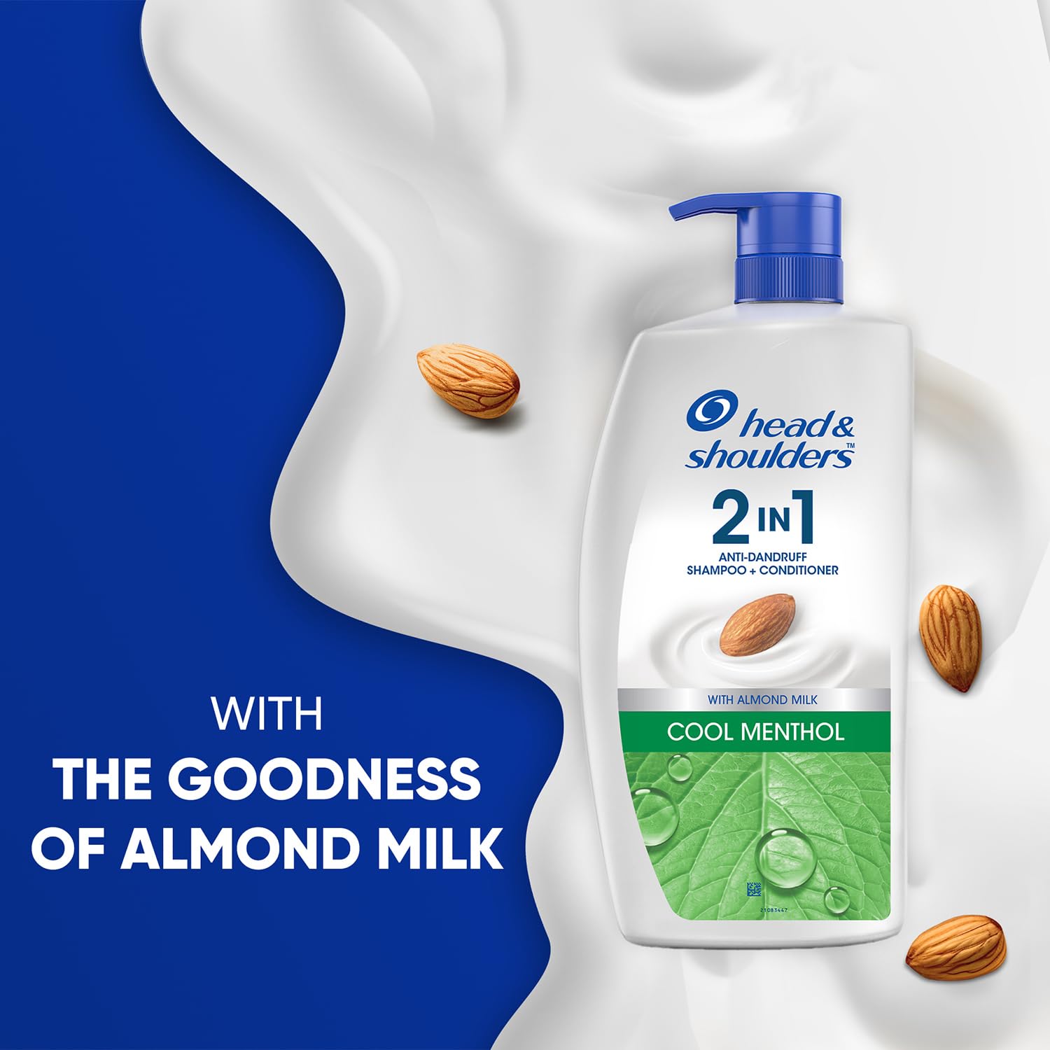 Head & Shoulders 2-in-1 Cool Menthol Anti Dandruff Shampoo + Conditioner for Women & Men, With Almond Milk (1 L) (Pack of 2) 2