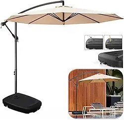 Ombrelone 3 metros para piscina Lateral Suspenso Kauai Bege Com Base Plástica 55L - AMZ