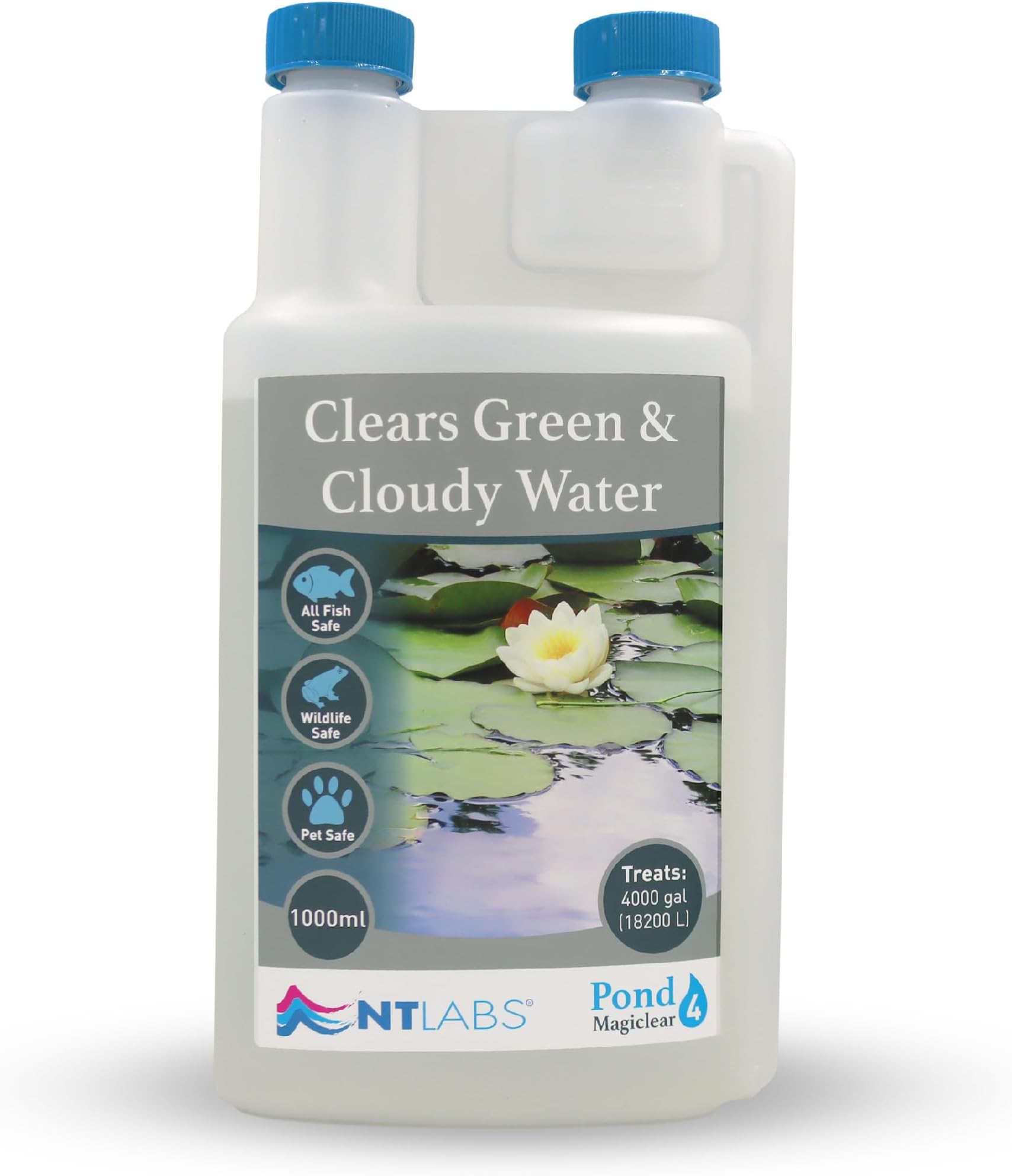 Pond Magiclear, Clears Green and Cloudy Water, Control Against Algae Build up, Improves Pond Water Quality, Pond Water Flocculant (1000ml - Treats 18,200L)