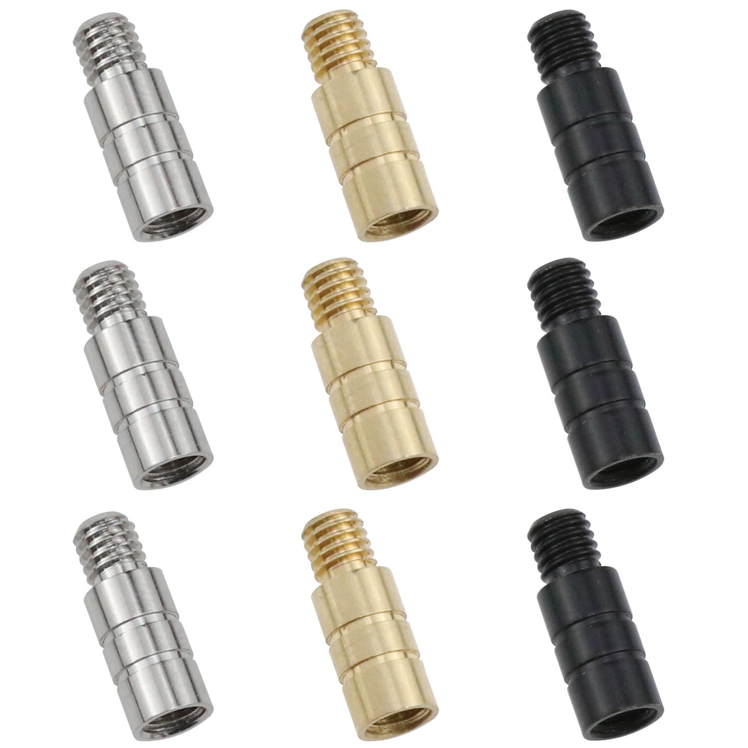 AYLIFU 9 Pieces 2g Brass Dart Weights 2BA Thread for Dart Counterweight Tools Black/Silver/Brass