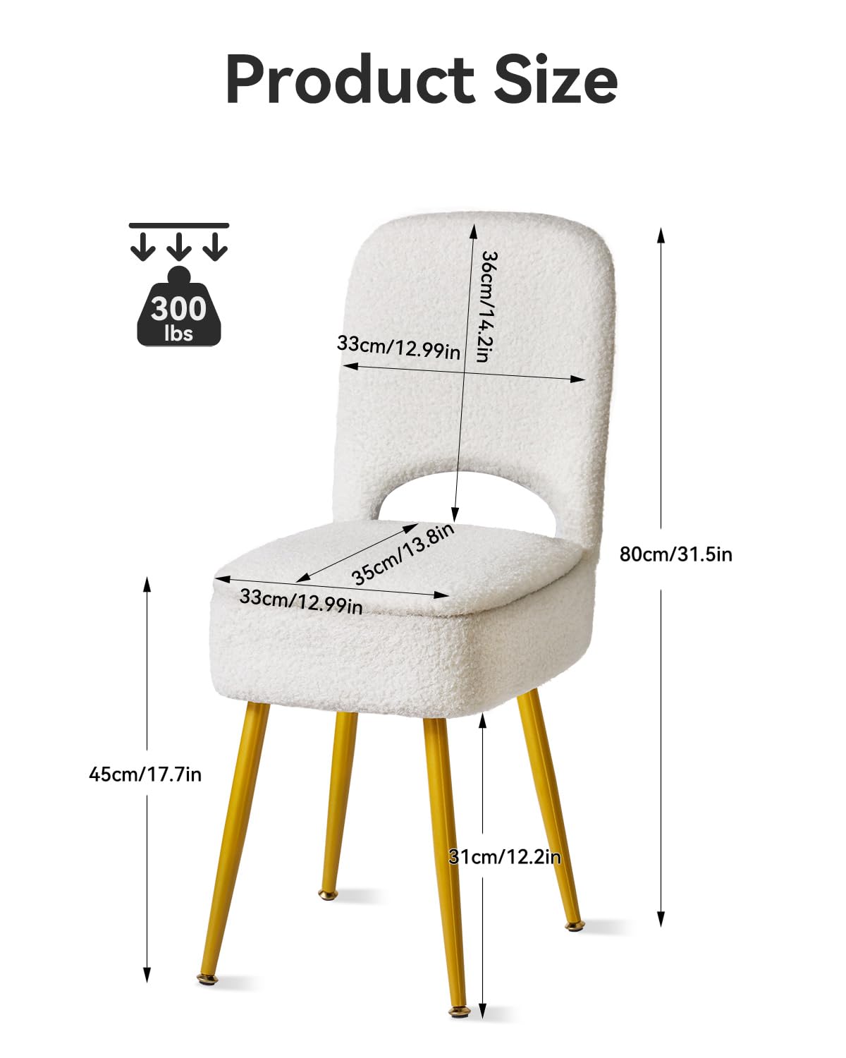 IBUYKE Chaise de Toilette de Rangement Compact avec Dossier Pliable, Ottomane carrée en Velours Teddy, Chaise de Maquillage pour Salon, 4 Pieds métalliques avec Patins Anti-dérapants, Blanc WBD027W