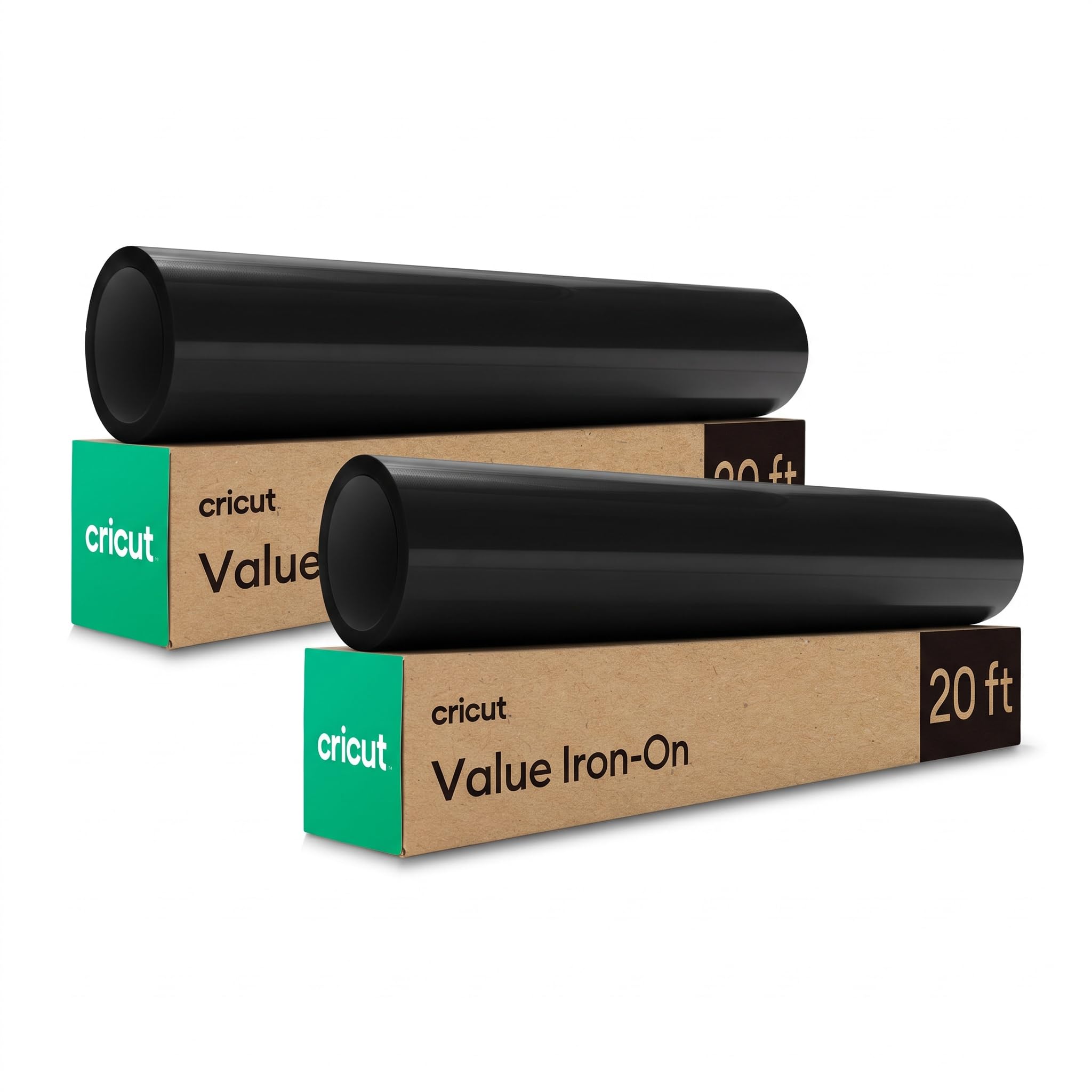 Cricut® Value Iron-On,Black (12 in x 20 ft)- HTV Heat Transfer Vinyl,(Pack of 2)