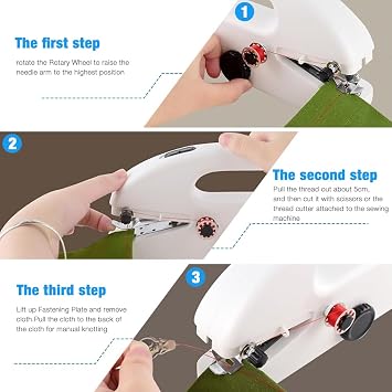 Handheld Sewing Machine, Mini Portable Electric Sewing Machine for Beginners, Portable Stitching Machine, 2 Speed and Power, Easy to Use, Fast Stitch for Fabrics & Clothes, DIY, Home, and Travel
