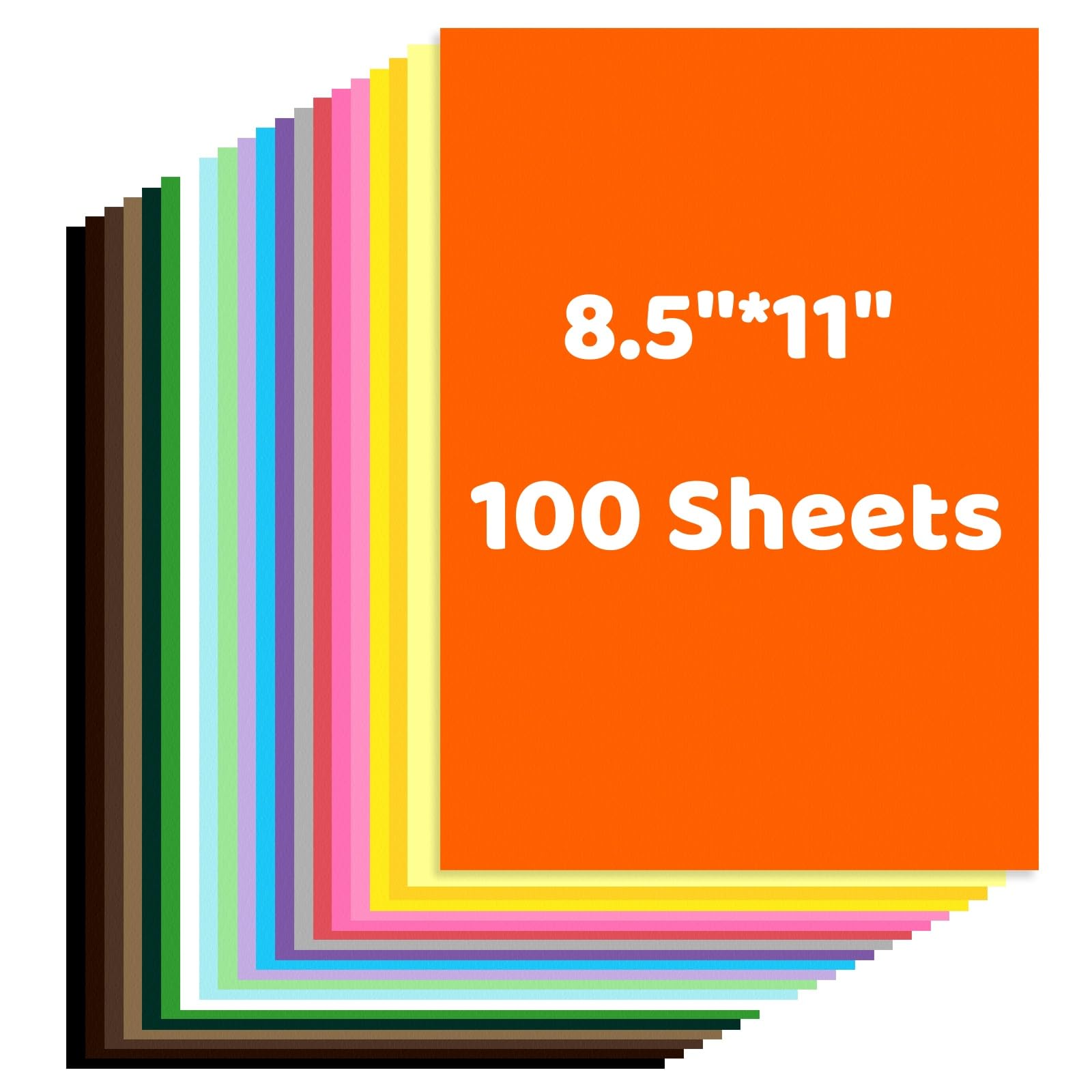 100 Sheets Colored Cardstock 8.5 