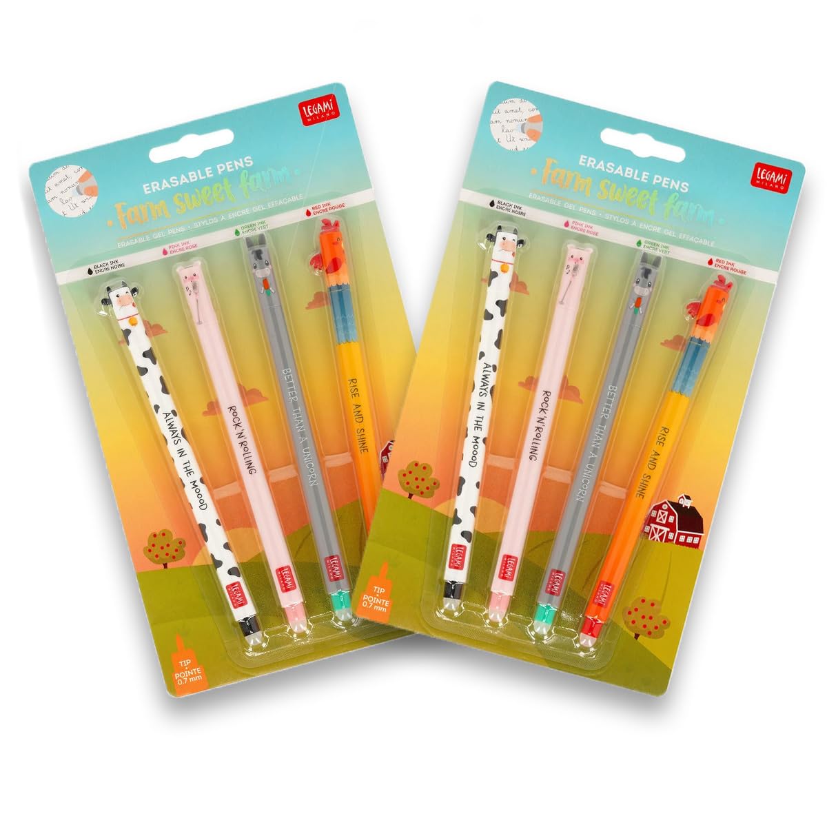 LEGAMI Erasable Gel Pens: Lovely Farm - Pack of 4