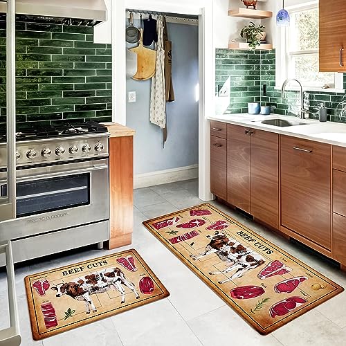 ASPMIZ Farmhouse Kitchen Mat 2 PCS, Cushioned AntiFatigue Kitchen Rugs
