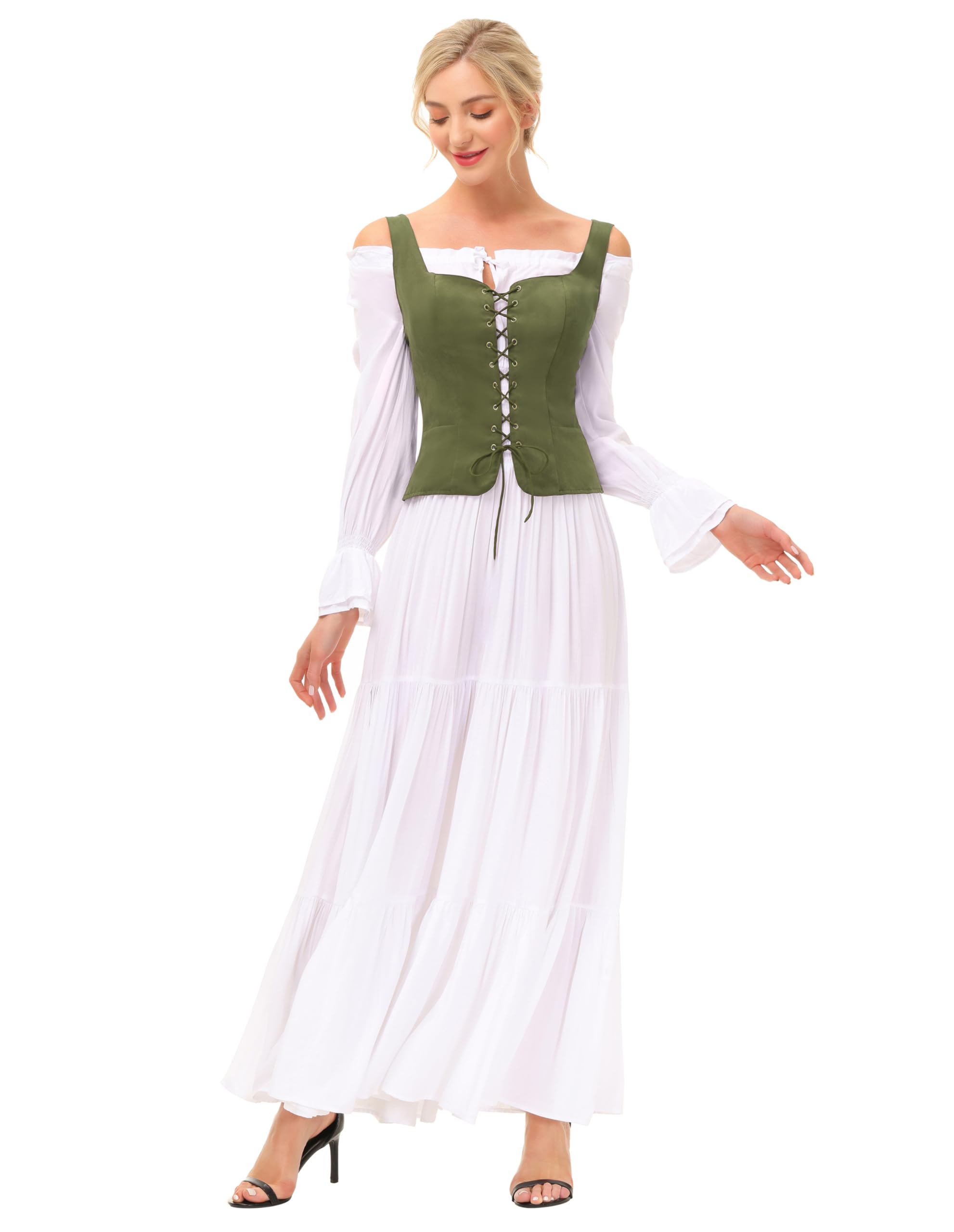 SCARLET DARKNESS Gilet da donna pirata rinascimentale, costume cosplay contadino corpetto con lacci gilet
