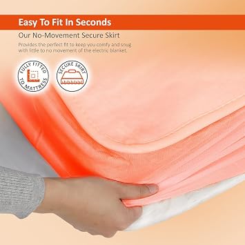 Wärmer Electric Blanket Double Size - Dual Control, Fully Fitted Mattress Cover with Elasticated Skirt, 3 Heat Settings, 2 X Detachable Controllers - 193 X 137cm Double