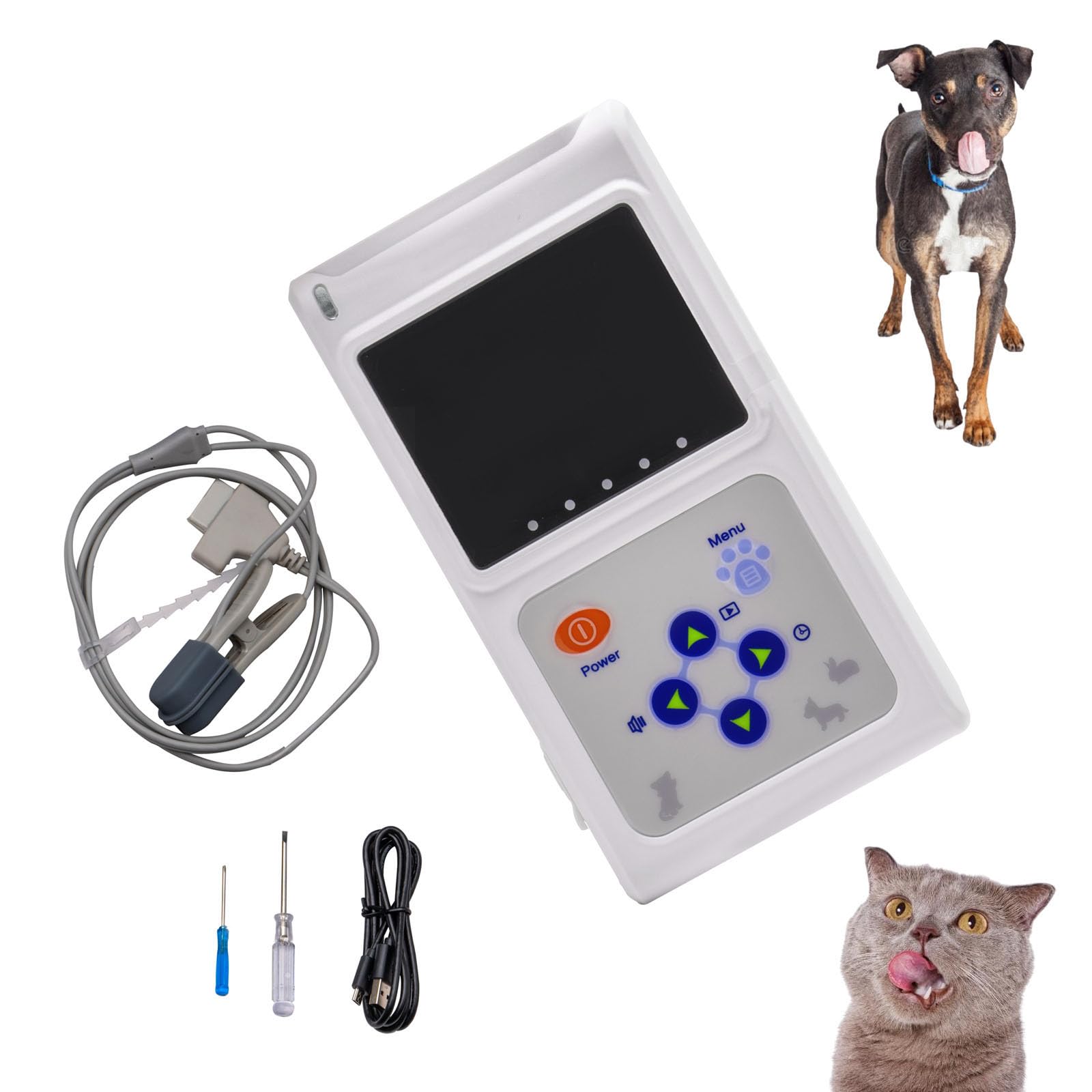 Oxymètre De Pouls Vétérinaire, Oxymètre De Pouls Portatif, Avec Sonde Et Câble Usb, Capteur D'oreille/Langue De Moniteur De Fréquence Cardiaque, Fonction De Stockage Et De Lecture, Pour Chien, Chat