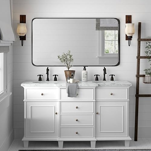 Miniatura 2 de Espejo pequeño de baño de 18 x 24 pulgadas, espejo rectangular con marco negro, espejo de pared moderno, espejo decorativo para baño, sala de estar,