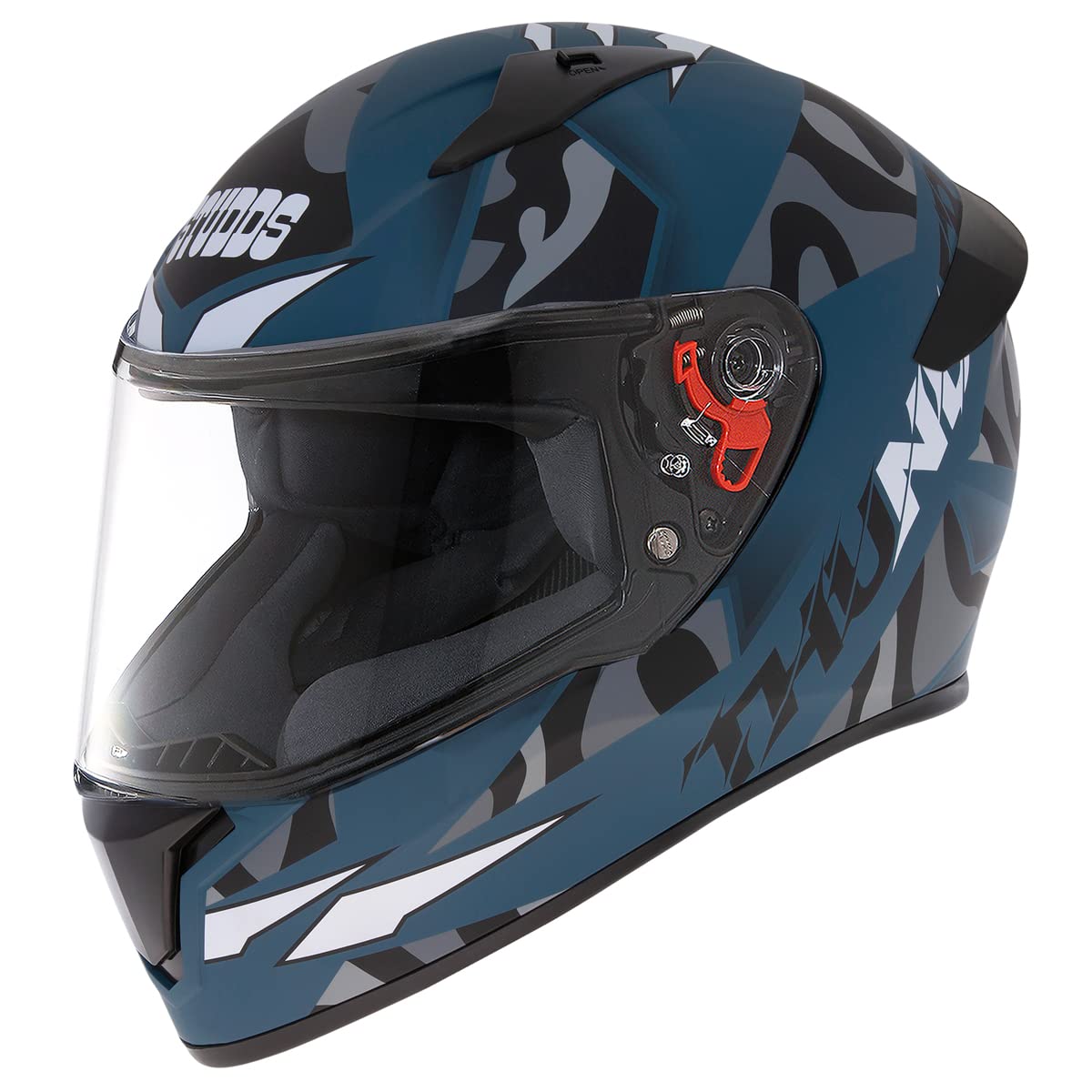 Studds Thunder Full Face Helmet D7 with Clear Visor (Matt 