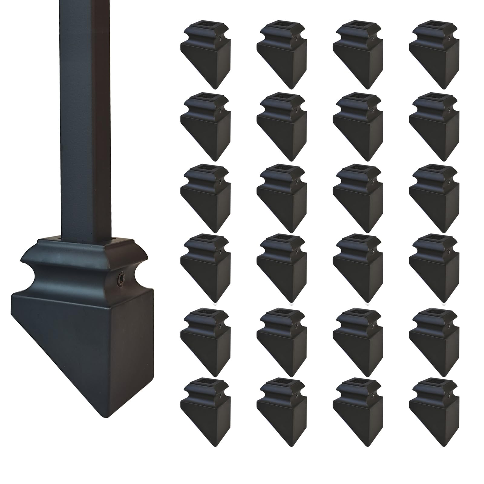 24 Pcs Iron Baluster Shoes - 40 Degree Slant Shoes with Screw for 1/2 Inch Square Staircase Balusters Wrought Spindles for Staircase Slant Shoes (