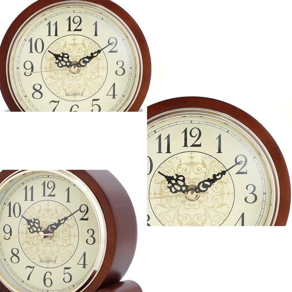 Retro Standing Clock Mantel Clocks, Wooden Desk Clocks Mantel Clocks, with Silent Movement, Battery Operated, for Desk, Shelf, Tabletop, Office & Home Bedside Decor,