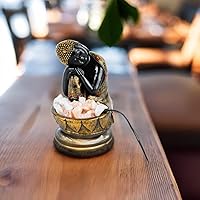 Vista 4 de Dreaming Buddha - Lámpara de sal del Himalaya con dos bombillas