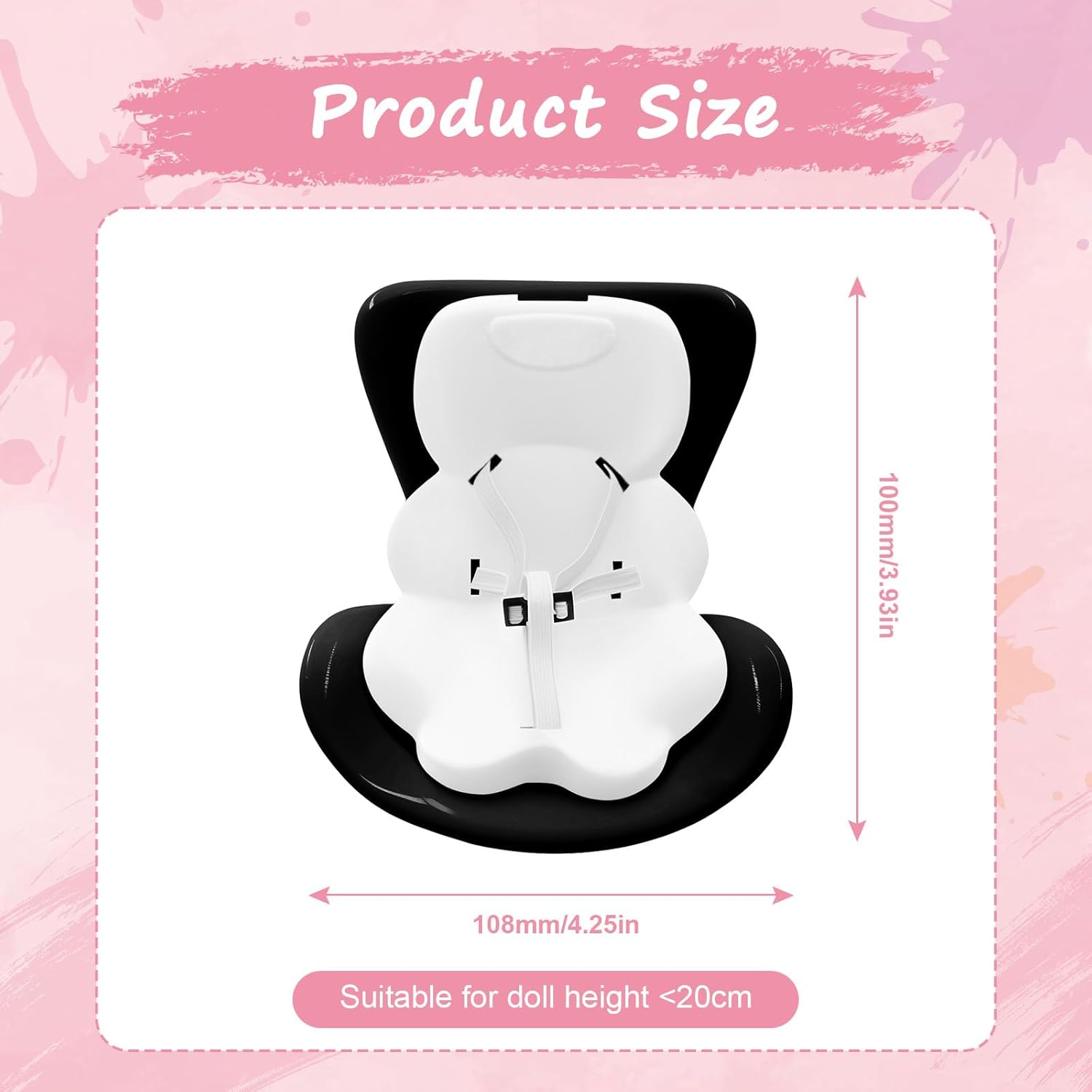 Aerbee Accessories for Labubu, 10-17cm Doll Car Seat, Doll Seat with Clip onto Car Air Vent, Includes Seat Leg for Desktop Display, Cute Car Decoration & Display Stand for Collectors and Fans, Black