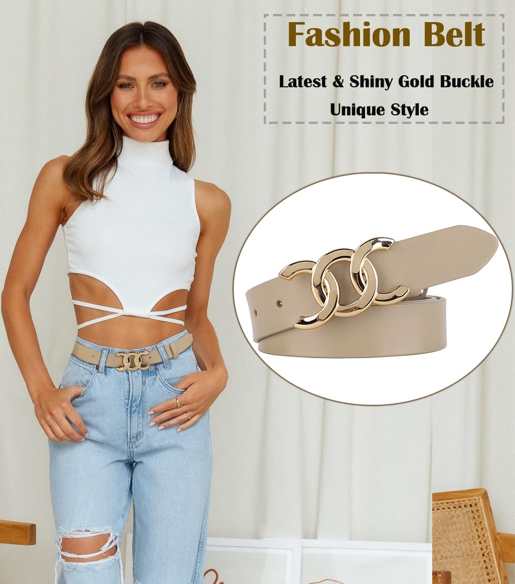 ALAIX Women's Belt Gold/Silver Buckle Belt Black leather belt Fashion Dress Pants Jeans belts for women - Image 2