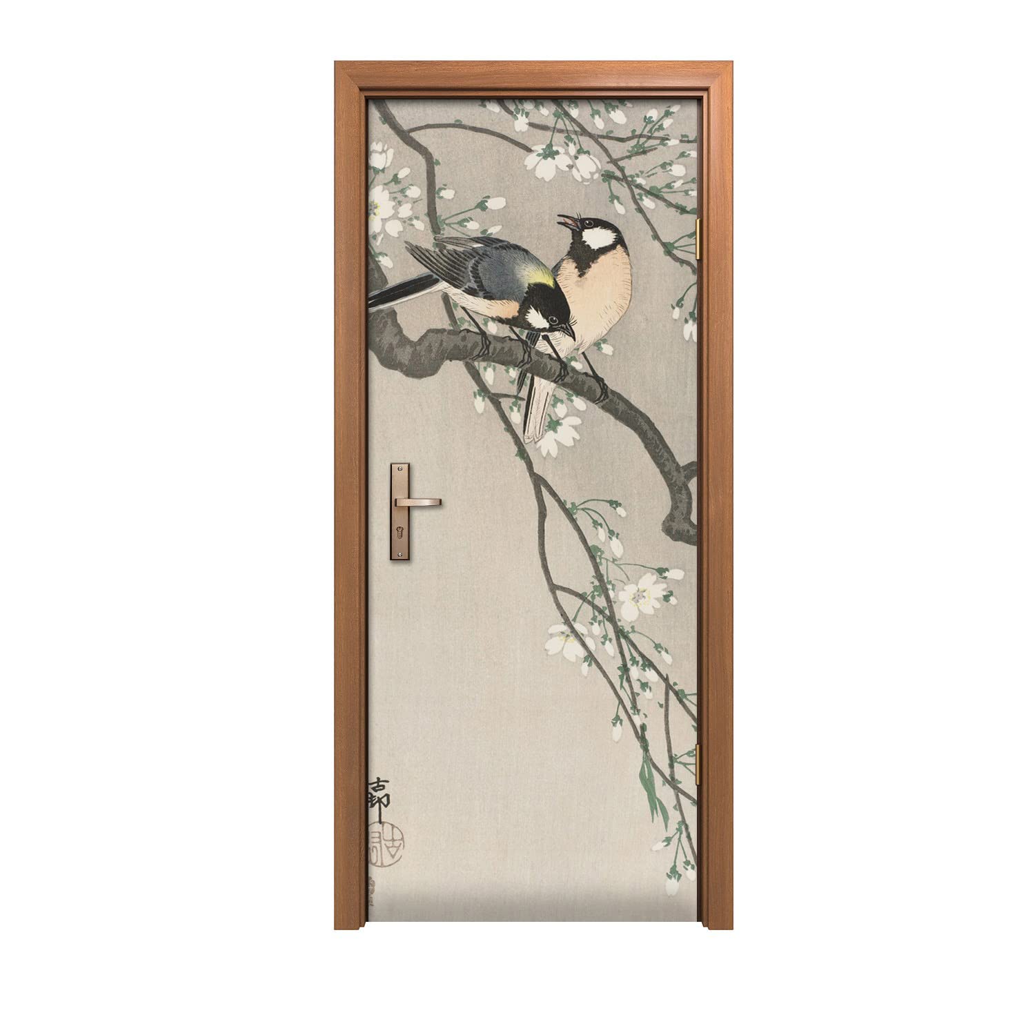 Autocollant de porte 80x200cm décoration murale nature animaux oiseaux