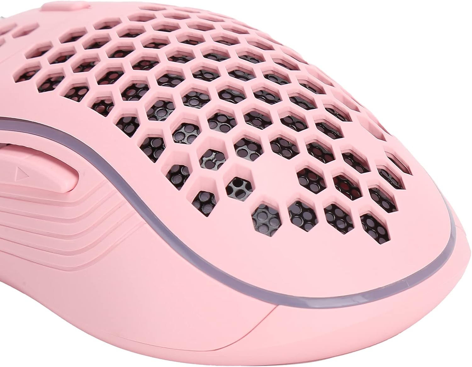 Close-up of the Bewinner D4 mouse's hollow, honeycomb-like design