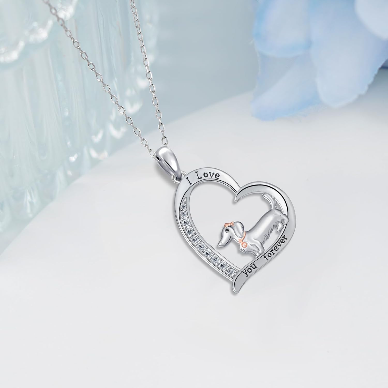 Dachshund Necklace 925 Sterling Silver Dog Pendant Necklace Cute Animal Dog Jewelry Gifts for Women - Image 3