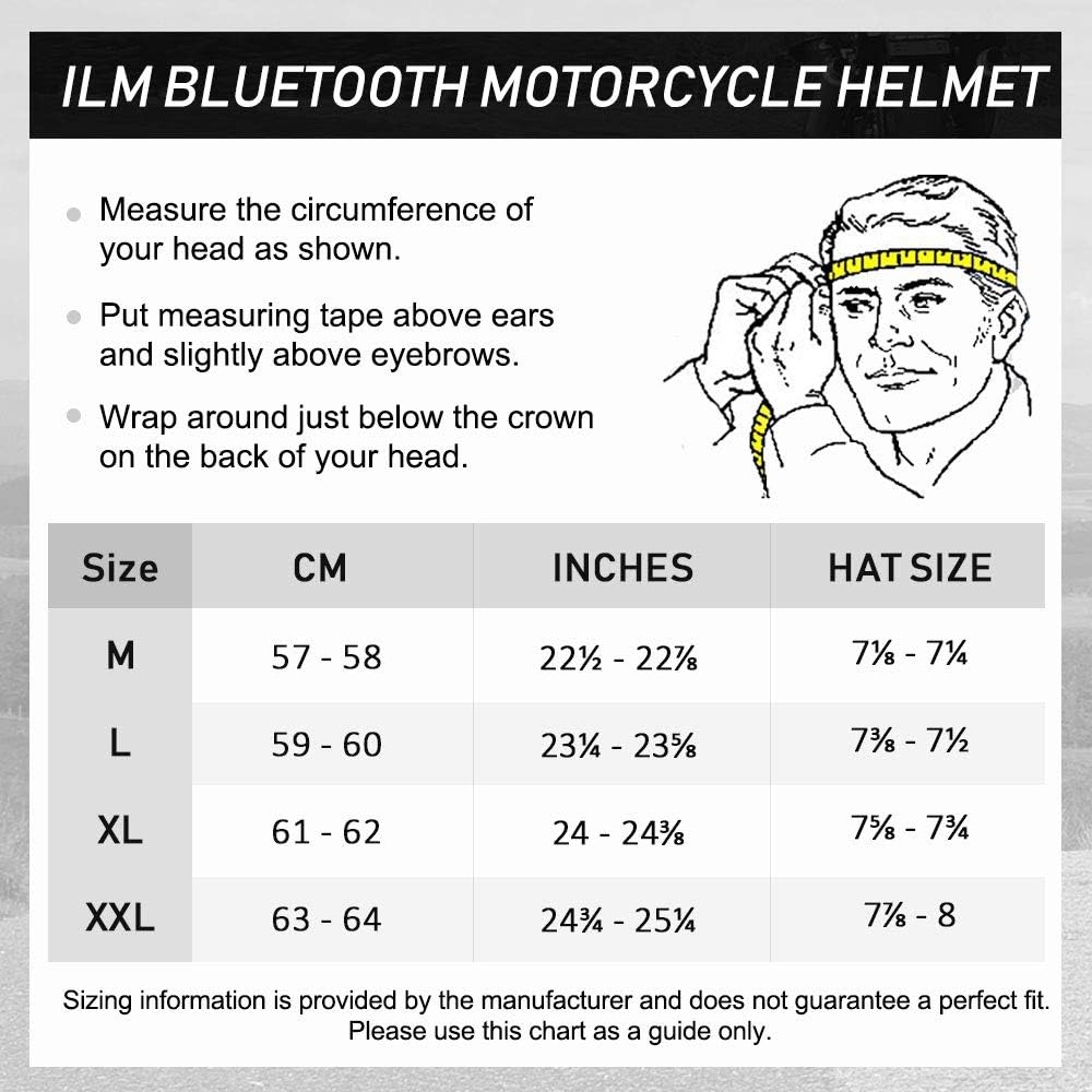 ILM Bluetooth Motorcycle Helmet Modular Flip up Full Face Dual Visor Mp3 Intercom FM Radio DOT Approved Model 902BT(Matte Black, Large) : Automotive
