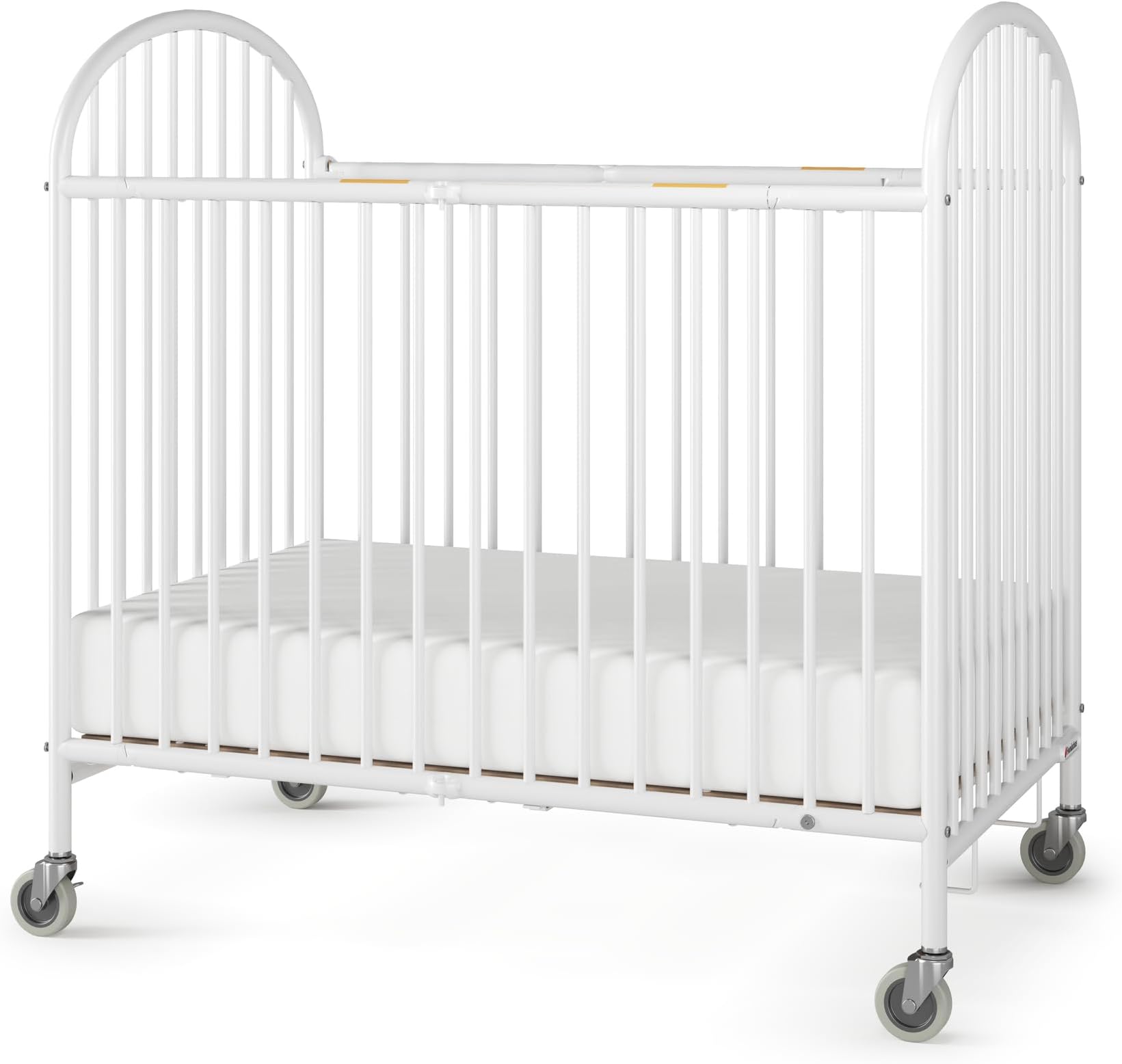 Foundations Pinnacle Folding Steel Crib, Portable Baby Crib with 2