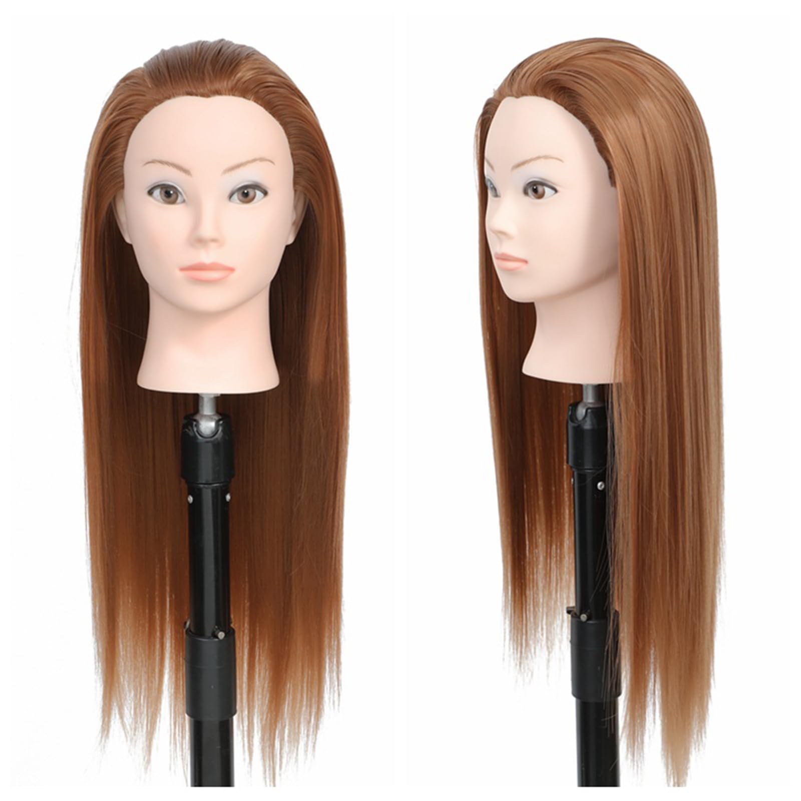 Mannequin Head mit Ständer Haarpuppe zum Üben Echtes Haar 55cm/22in für Haarstyling, Friseurausbildung, Flechten-30#